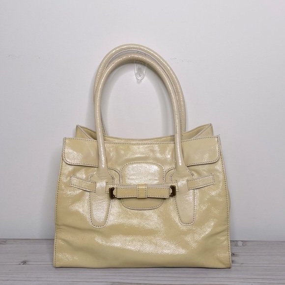 J.Crew VTG Patient Leather Shoulder Bag in Butter Yellow Y2K - Picture 1 of 13